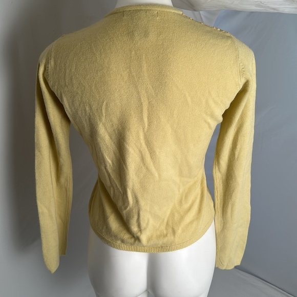 Free People yellow boho wool acrylic blend daisy button cardigan M - Picture 5 of 11